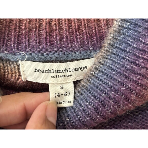 BeachLunchLounge S shadow rainbow stripe wool blend mock neck sweater cozy - Picture 5 of 8